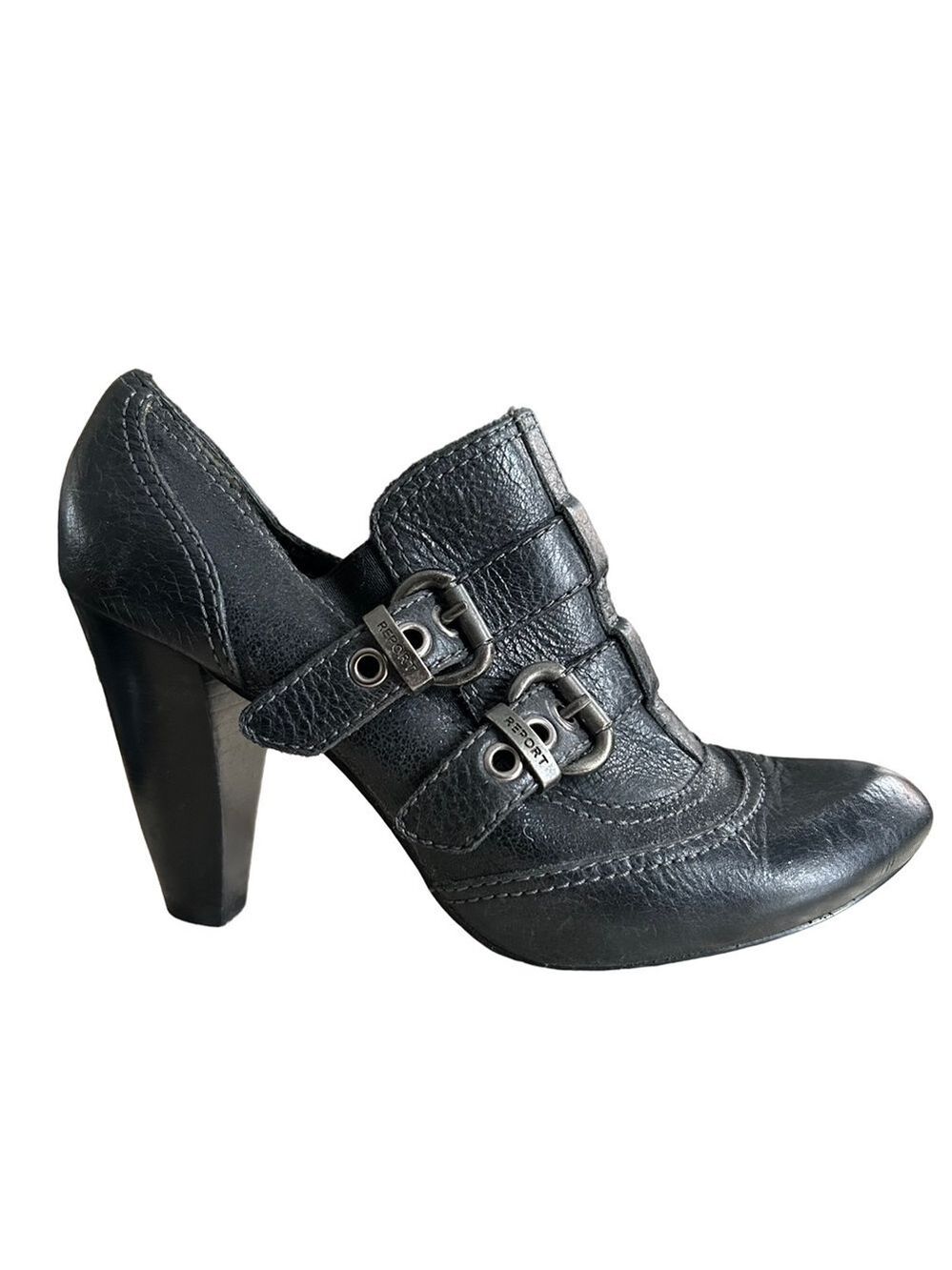Report Leather Heeled Buckle Shoes